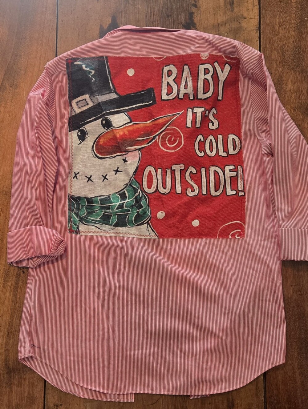 Mens Red And White Pin Stipe Button Down Holiday Shirt Banana Republic L